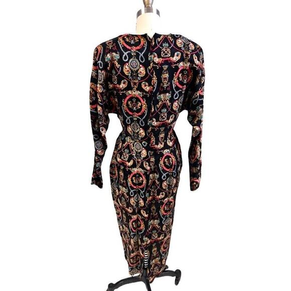 VTG Dennis Goldsmith Batwing Dress Ultra 80s 100% Silk Sz 10 /M NWOT Goldbergs - Picture 6 of 9